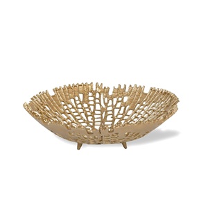 Bol décoratif doré sur piédestal, fait main en métal, organiseur de fruits et légumes, plaqué or, décoration de cuisine et de maison, accent de luxe, idéal pour un cadeau. - Product Image 1