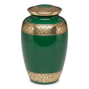Urnas funerarias de latón para adultos con hermosas bandas grabadas en dorado y negro, urnas metálicas con acabado en color dorado y negro para cenizas humanas. - Product Image 3