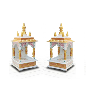 Temple traditionnel artisanal en bois de manguier vertical pour la prière hindoue, rangement pour les portes, pour la maison, le bureau, la salle de méditation - Cadeau d'anniversaire - Product Image 6