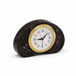 Horloge de bureau en marbre avec aiguilles noires élégantes et design minimaliste, horloge décorative moderne pour la maison ou le salon - Product Image 3