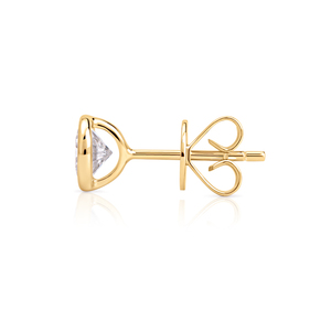 Round Lab Grown Diamond 14K Gold Bezel Set Stud <b>Earrings</b> Classic Wedding Fine Jewelry Luxury Elegant Design For Women - Product Image 2