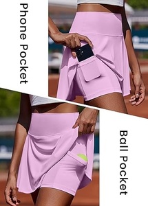 Top Deportivo de Tenis sin Mangas con Cuello Halter Blanco para Mujer, con Falda Rosa, Transpirable, de Poliéster, Ropa Deportiva de Verano - Product Image 3