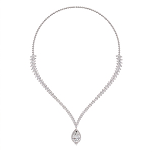 Luxuriöse Marquesa Statement-Halskette für Damen mit gemischten Schliffen aus Labor-Diamanten, Sterlingsilber 9KT, 10KT, 14KT, 18KT, Premium-Hochzeitsgeschenk - Product Image 2