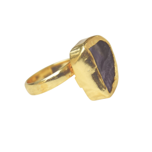 Bague en améthyste à pierre unique Laxmi Jewellers, plaquée or 18 carats, style vintage, taille ajustable, bijoux pour femmes à porter au quotidien - Product Image 4