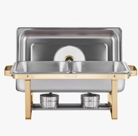 Ensemble de réchauds de buffet en acier inoxydable gris premium 10 L, système de chauffage au gaz, pour hôtels et traiteurs, efficacité énergétique A++ 24