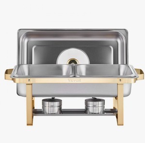 Gold Stainless Steel <b>Chafing</b> <b>Dish</b> <b>Buffet</b> <b>Set</b> 4 Qt Rectangular Half Size Pan Catering Food Warmer at Best Price - Product Image 3