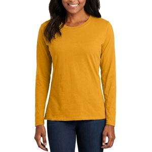 Premium Women Long Sleeve T Shirt Solid Cotton Fabric Comfortable Regular Fit Casual Everyday Fashion Wear <b>Top</b> - Product Image 2