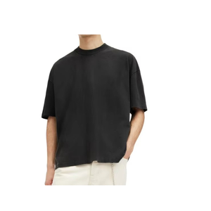 T-shirt décontracté pour homme en coton noir imprimé, coupe oversize, manches courtes, col rond, maille jersey unie, anti-boulochage, anti-plis - Product Image 4