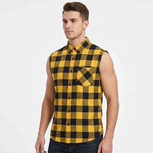 Chemise en flanelle à carreaux sans manches pour homme, col boutonné, qualité professionnelle, impression personnalisée, style décontracté, idéale pour l'automne - Product Image 1