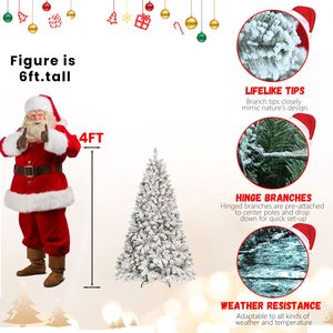 Sapin de Noël artificiel floqué pré-éclairé de 1,20 m avec 150 lumières LED certifiées UL, 21 pommes de pin et 366 pointes effet neige en PE - Product Image 2