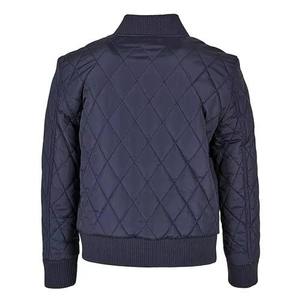 Trendy <b>Men</b> Diamond Quilted <b>Flight</b> <b>Jacket</b> Waterproof Warm Padded Outerwear With Ribbed Collar And Cuffs - Product Image 4