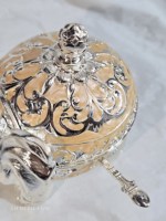 Bol décoratif en forme d'éléphant plaqué argent de luxe, boîte à bijoux en métal antique avec couvercle et cuillère, réutilisable et écologique