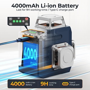 Niveau laser 360° auto-nivelant, W04CG amélioré 4x360 °   Niveau laser Bluetooth pour la construction avec base rotative électrique - Product Image 3