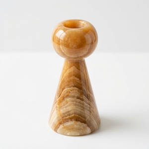 Ensemble de 3 bougeoirs en onyx naturel en forme de sablier, faits à la main, à hauteur graduée, support de bougie en pierre, vente en gros, logo personnalisé - Product Image 1
