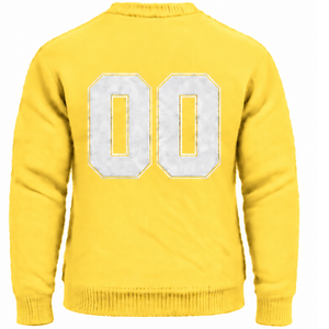 Pull tricoté chaud à col rond pour homme, jaune citron personnalisé, à manches longues, décontracté, pour l'hiver, avec bordure côtelée et poitrine surélevée - Product Image 2