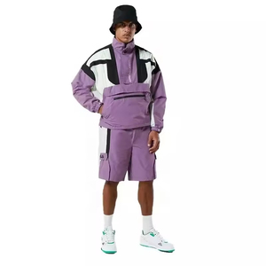 Outdoor Men's Windbreaker <b>Jacket</b> <b>Short</b> Set with Water-Resistant Nylon Printing for Daily Runs or Gym Tracksuits In Bulk Quantity - Product Image 1