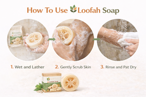 Savon exfoliant pour le corps 100% naturel et biologique à base de luffa, nettoyage en profondeur, éclaircissant pour la peau, fait main, à base d'huiles végétales. - Product Image 5