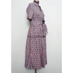 Robe longue en coton à fleurs de qualité supérieure, col en V, coupe ample, pour le printemps et l'été, robe maxi élégante, robe décontractée tendance pour femmes - Product Image 3