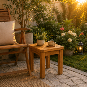 Bisoepo Slatted Outdoor <b>End</b> <b>Table</b> Rustic Solid Teak Durable Premium Quality Weather Resistant Patio Garden Hotel Resort - Product Image 4