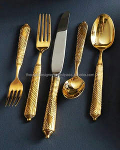 Ensemble de couverts polonais miroir élégant très vendu ensemble de couverts en acier inoxydable doré pour la décoration de table d'intérieur - Product Image 6