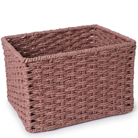 Créez des espaces bien rangés avec ce panier de rangement décoratif rose tissé pour garde-manger, placard, rangement domestique, organisation des affaires.