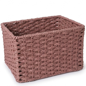 Crea espacios ordenados con esta cesta organizadora decorativa rosa tejida para despensa, armario y almacenamiento en el hogar. - Product Image 6