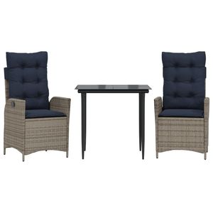 Set da Pranzo da Giardino in Polyrattan Grigio con Braccioli Regolabili, 2 Posti, Arredamento da Esterno dal Design Contemporaneo - Product Image 4