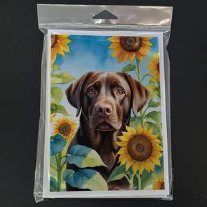 Lunatique Labrador Retriever en tournesols A7 Cartes de vœux Pack de 8 cartes vierges avec enveloppes Taille 5x7 - Product Image 3