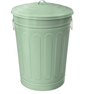 Poubelle en acier inoxydable de haute qualité, couleur vert sauge, avec couvercle et poignées, pour la maison et le bureau. - Product Image 1