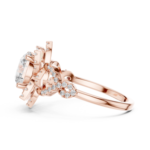 แหวนหมั้นเพชรทรงกลมประดับดอกไม้สไตล์วินเทจสีโรสโกลด์ – แหวนเพชรสำหรับเจ้าสาวสไตล์ดอกไม้สำหรับผู้หญิง - Product Image 6