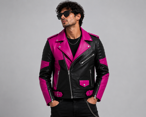 Premium Leather Biker <b>Jacket</b> for <b>Men</b> Classic Moto Style Durable Construction Comfortable Everyday Fashion Wear Front - Product Image 1