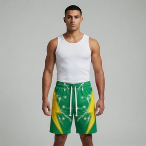 Pantalones Cortos Deportivos Unisex de Malla Sublimada con Diseño Futurista Verde Esmeralda, de Alto Rendimiento - Product Image 6