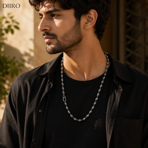 Collier chaîne crâne en argent sterling 925 pour homme, style punk, à porter au quotidien, bijoux chaîne à maillons en moissanite - Product Image 3