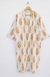 ชุดคลุมอาบน้ำคิโมโนพิมพ์ลายบล็อกอินเดีย ผ้าฝ้าย สำหรับฤดูร้อน ชุดคลุมสำหรับผู้หญิง - Product Image 2