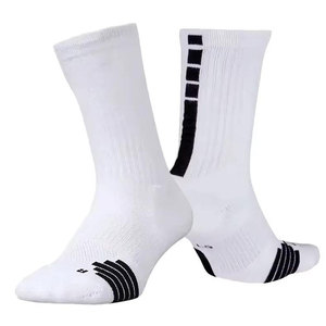 White Crew Basketball <b>Socks</b> With Black Stripes Breathable Cotton Adult Sports <b>Socks</b> Summer Regular Style - Product Image 1