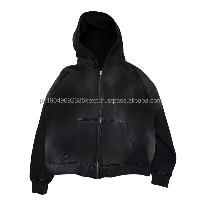 【関税&送料込】Golden  Distressed Faded Black Sweatshi Streetwear Clothing Manufacturer Distressed Ripped