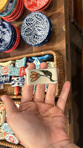 Handmade Ceramic Rice Scoop Bowl Ornament Floral Pattern Tableware Decor Kitchen Dining Accessory - Product Image 4