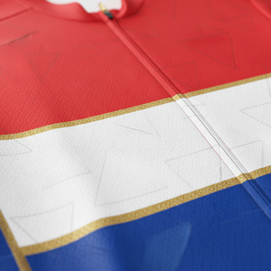 เสื้อจักรยานทรงคลาสสิค ขอบซิลิโคนกันลื่น เสื้อสำหรับปั่นจักรยานบนถนน พิมพ์ลายแบบ Sublimation เต็มตัว ระบายอากาศได้ดี ชุดกีฬาปั่นจักรยาน - Product Image 4