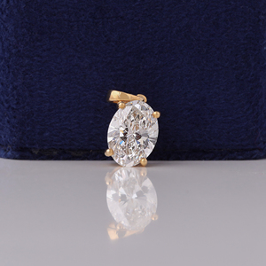 Pendentif solitaire en diamant de laboratoire ovale de 2,00 carats, pendentif en or massif 10 carats avec chaîne, cadeau idéal - Product Image 3