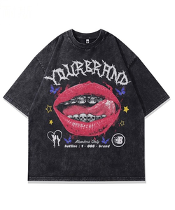 Camiseta de Hombre Oversize con Estampado de Calavera Gótica, Manga Corta, Cuello Redondo, Algodón Jersey, Diseño con Logotipo Estampado en la Parte Delantera - Product Image 3