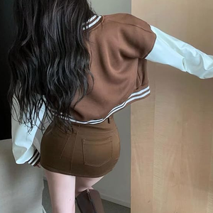 Best Selling <b>Women</b>’s Cropped <b>Varsity</b> <b>Jacket</b> Custom Color block Button Down Baseball <b>Bomber</b> <b>Jacket</b> - Product Image 6