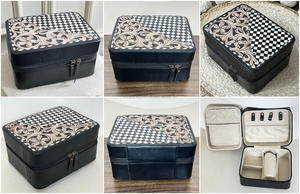 Nouveauté : Étuis de rangement pour bijoux en cuir véritable de luxe, cuir floral ciselé à la main, intérieur en velours, organiseur de voyage - Product Image 3