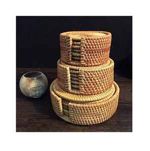 Rattan Coaster Table Protection Water Glass Coaster <b>Placemats</b> & Coaster for Round Table Decorations - Product Image 2
