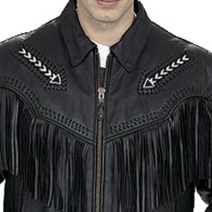 Vintage Black <b>Fringe</b> Leather <b>Jacket</b> Men Western Cowboy Suede Tassel Coat Fashion Motorcycle Outerwear Custom Wholesale Factory - Product Image 1