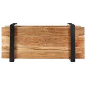 Meuble TV moyen en bois d'acacia massif naturel et fer noir pour salon - Product Image 4