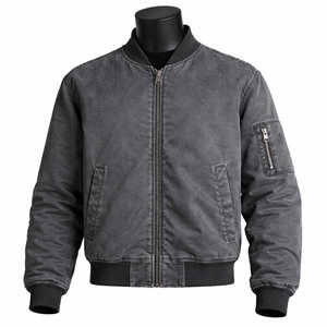 <b>Men</b> <b>Lightweight</b> Bomber <b>Jacket</b> Stand Collar Zip Up Casual Windbreaker <b>Jacket</b> Soft Fabric Ribbed Cuffs Everyday Fashion Outerwear - Product Image 1