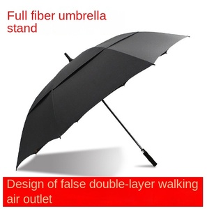 Full Fiber Double Layer Wind Resistant Breathable Custom Logo Printed Golf Advertising <b>Umbrella</b> Long Handle Long Strong - Product Image 2