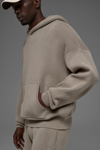 Sweat-shirt à capuche en coton épais pour homme, coupe ample, style streetwear décontracté, logo personnalisé - Product Image 4