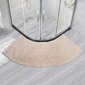 Alfombra de Baño en Forma de U de Algodón con Base de Goma, Color Sólido, Diseño Moderno y Minimalista para Área de Ducha - Product Image 2