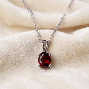 Última Colección de Joyería Clásica Hecha a Mano en Plata de Ley 925 para Mujer, Collar con Granate Natural en Forma Ovalada para Bodas y Fiestas - Product Image 4